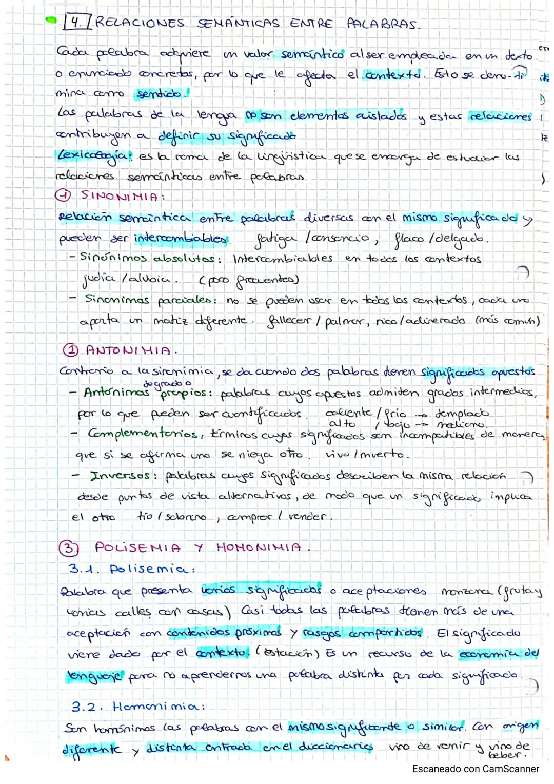O
A) CONCEPTOS PREVIOS:
Léxico: conjunto de palabras de una lengua
Semantica: rama de la linguistica que estudia el significado de
las palab