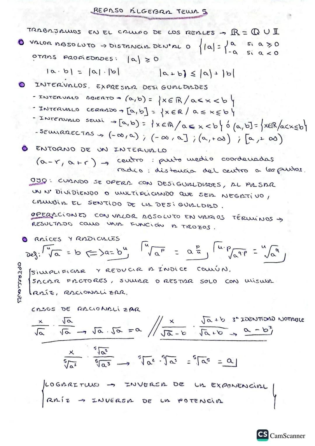 OPERACIONES
TRABAJAMOS EN EL сашро DE LOS REALES
VALOR ABSOLUTO DISTANCIA DENAL O
OTRAS PROPIEDADES: (a) zo
la.b| = |a/./bl
INTERVALOS, EXPR