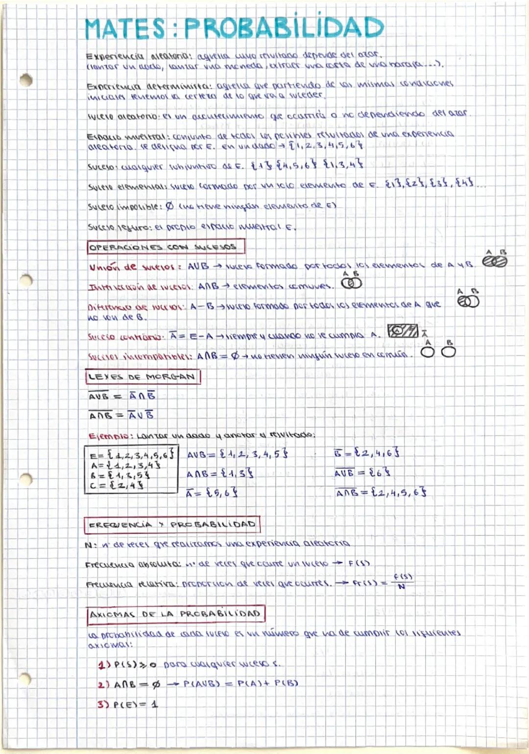 MATES: PROBABILIDAD
Experiencia aleatoria: aquella cuyo resultado depende del azar.
(lanzar un dado, lanzar una moneda, extraer una carta de