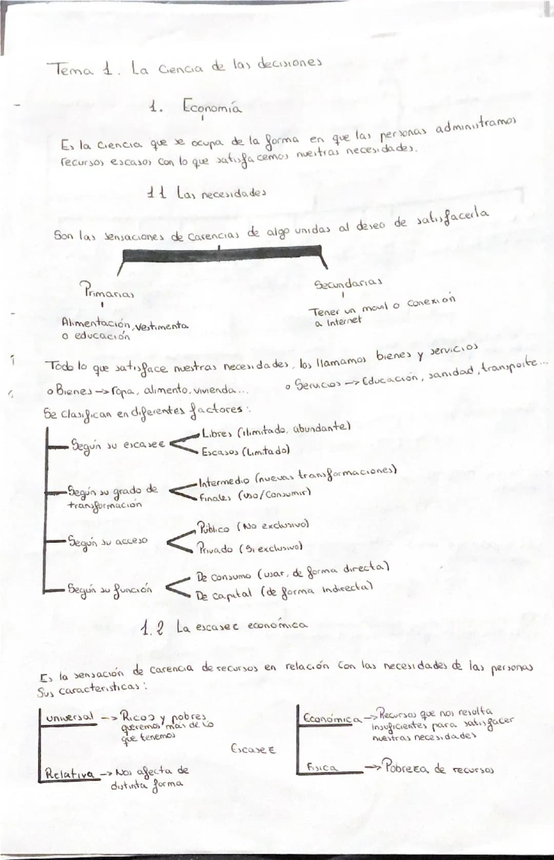 # Tema 1. La Ciencia de las decisiones

1. Economía

Es la Ciencia que se ocupa de la forma en que las personas administramos
recursos escas