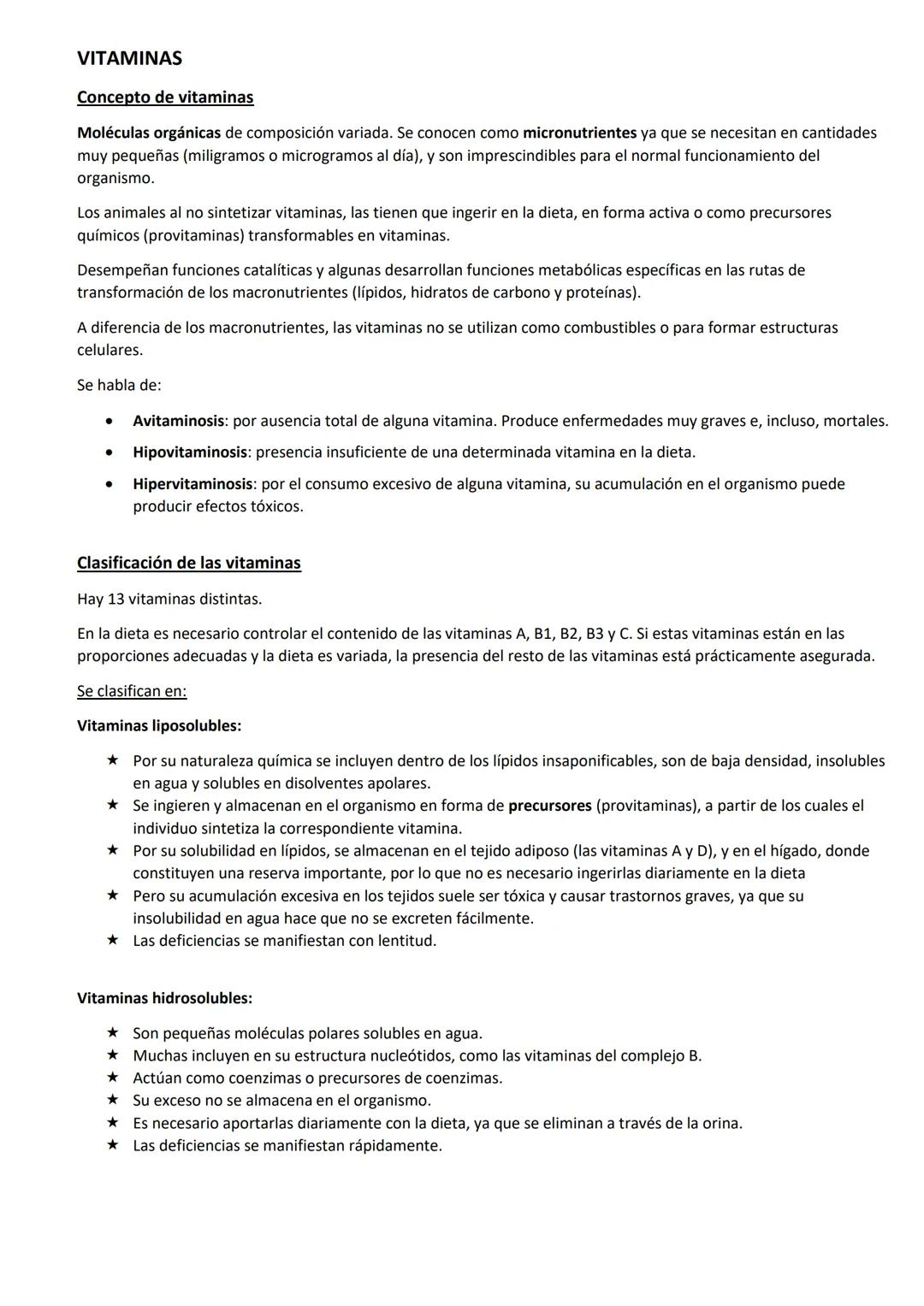 # VITAMINAS

Concepto de vitaminas

Moléculas orgánicas de composición variada. Se conocen como micronutrientes ya que se necesitan en canti