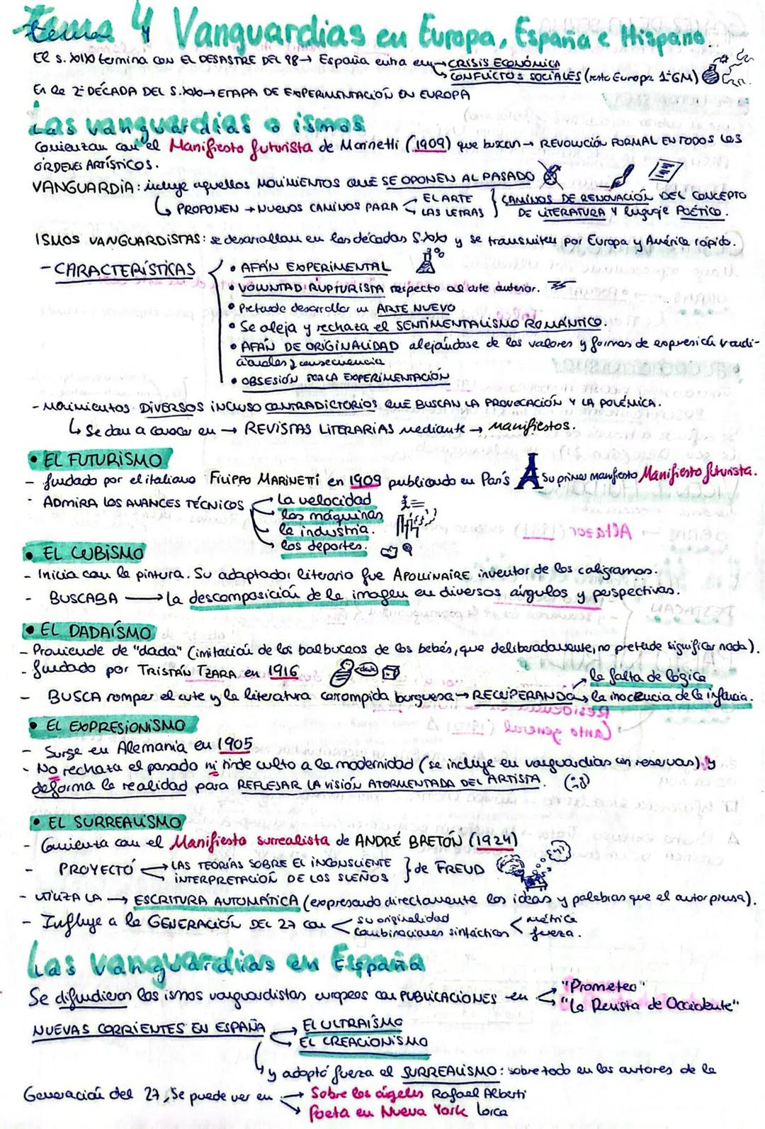 Resumen completo temas 4, 5 y 6: Literatura para PAU Bachillerato