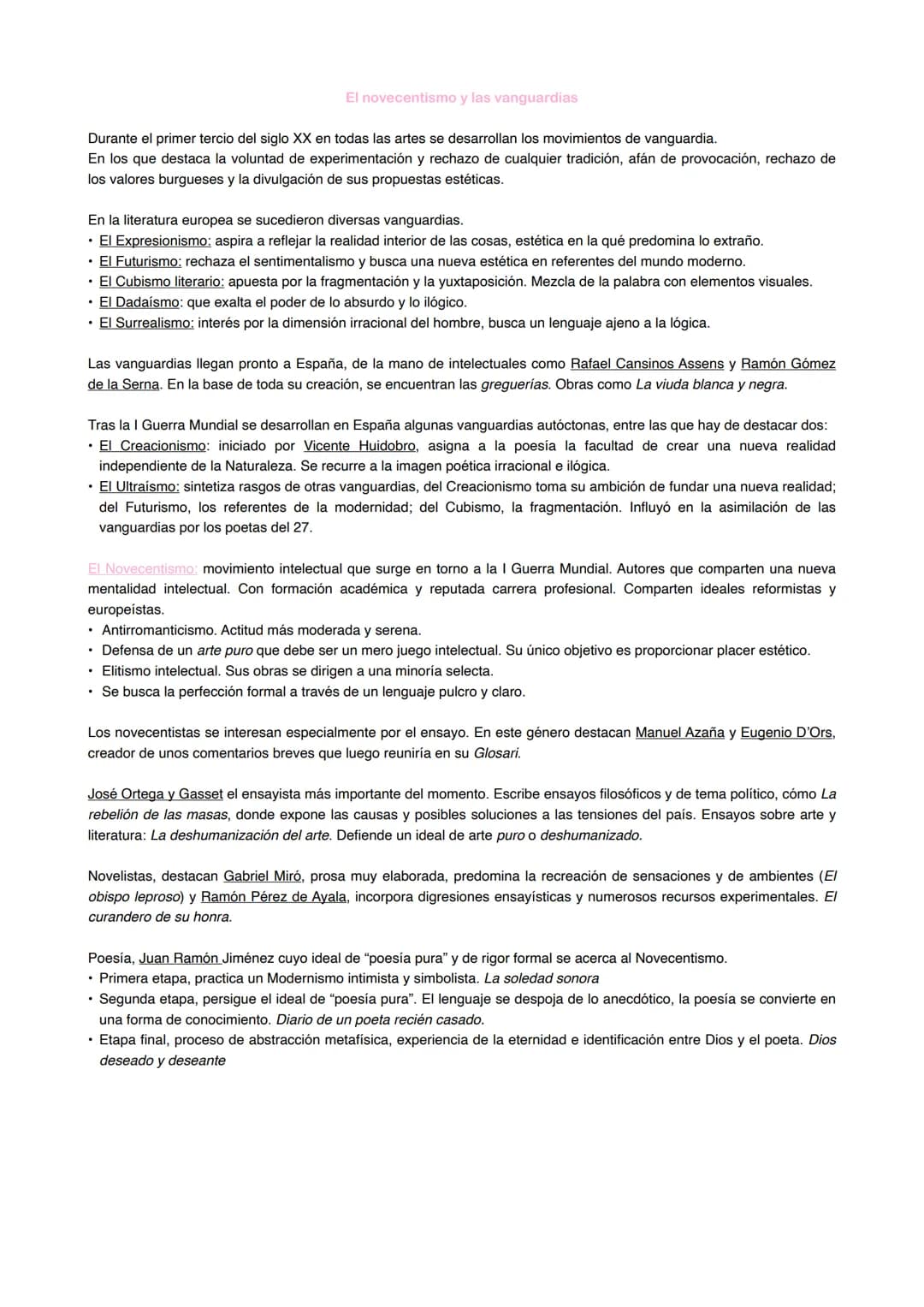 El novecentismo y las vanguardias
Durante el primer tercio del siglo XX en todas las artes se desarrollan los movimientos de vanguardia.
En 