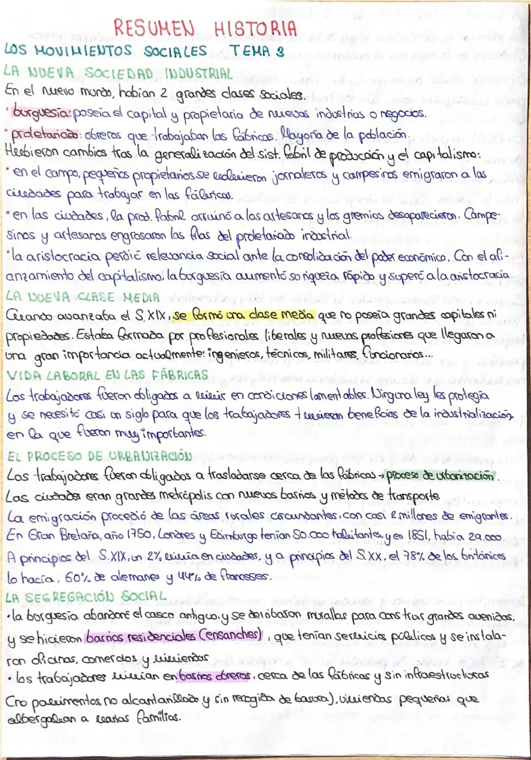 # RESUMEN HISTORIA

LOS MOVIMIENTOS SOCIALES TEMA 3

LA NUEVA SOCIEDAD INDUSTRIAL

En el nuevo mundo, habian 2 grandes clases sociales.

•bu