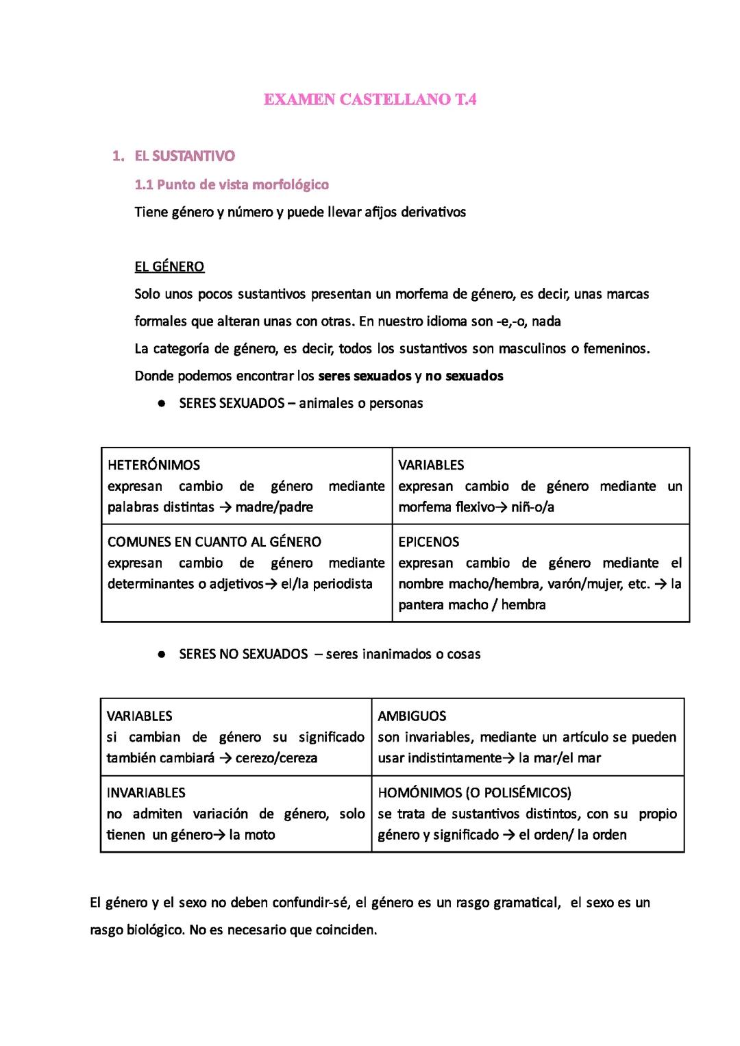 SUSTANTIVO, ADJETIVO Y DETERMINANTE