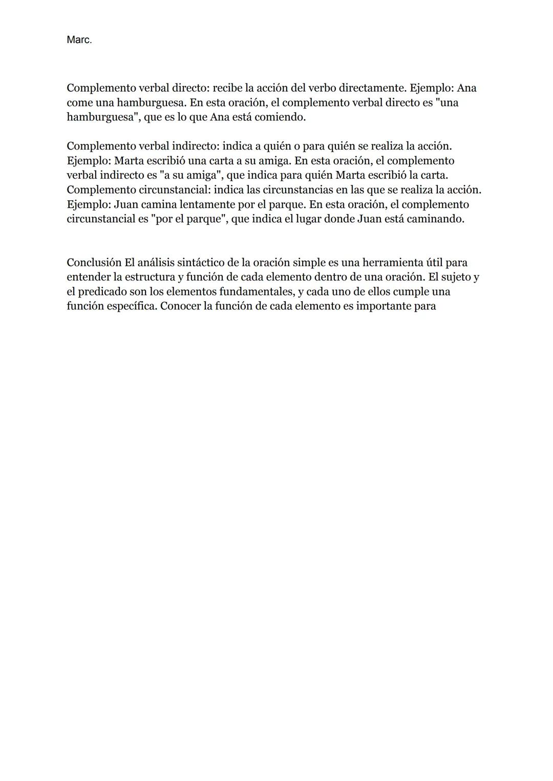 Marc.
Resumen Análisis sintáctico:
El análisis sintáctico es una técnica que se utiliza para estudiar la estructura de las
oraciones. En est
