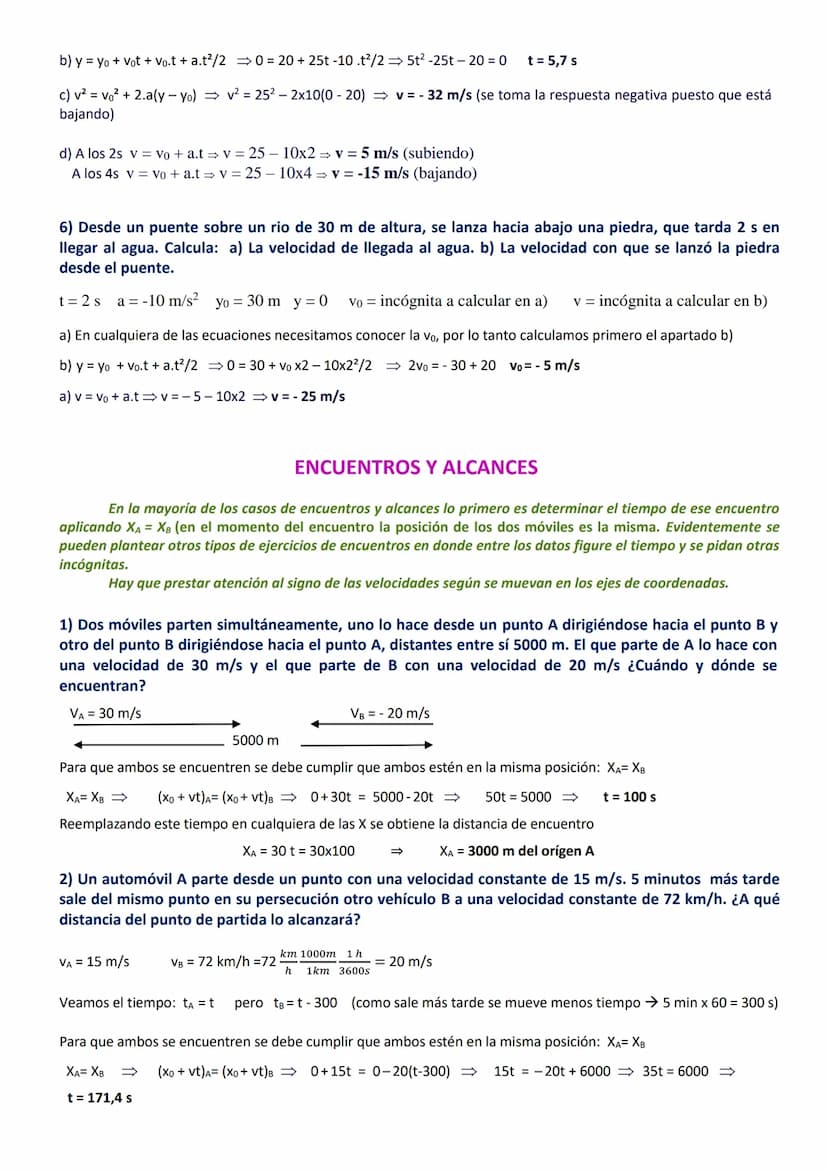 EJERCICIOS DE CINEMÁTICA
TODOS RESUELTOS AL FINAL DE LOS ENUNCIADOS
Los ejercicios marcados en rojo no son difíciles, simplemente hay que pe