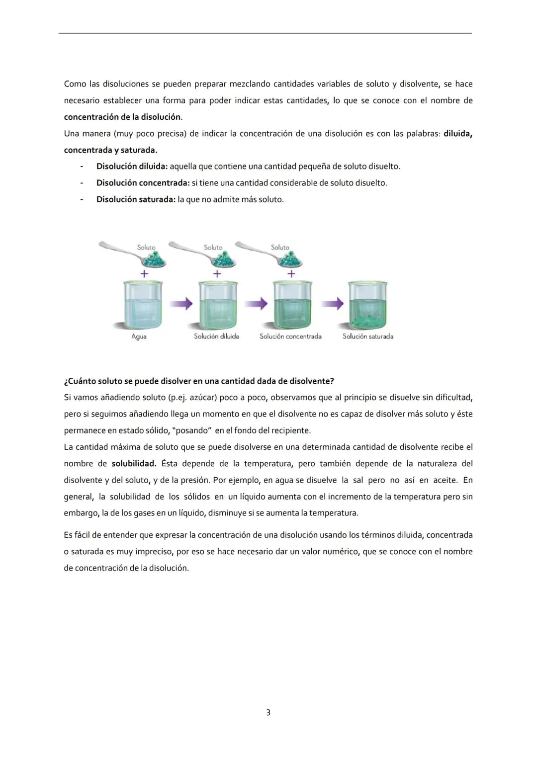 1. Tipos de mezclas
2. Características de las disoluciones
3. Unidades de concentración de una disolución
Porcentaje en masa y volumen
Conce