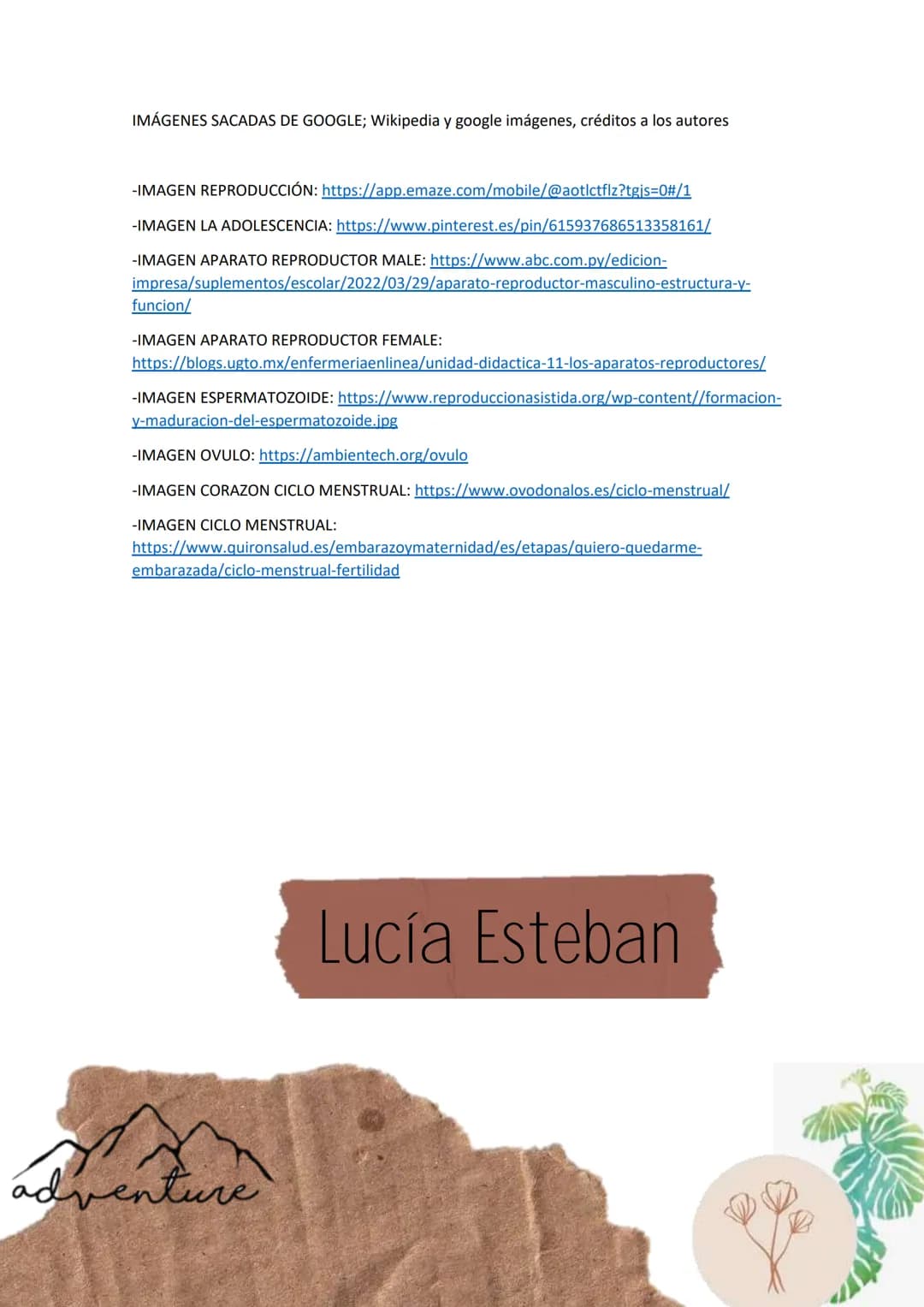 Biología
Lucia Esteban
INDICE
1. La reproduccion
1.1. La adolescencia
2. Los aparatos reproductores/genitales
3. Los gametos
3.1. La formaci
