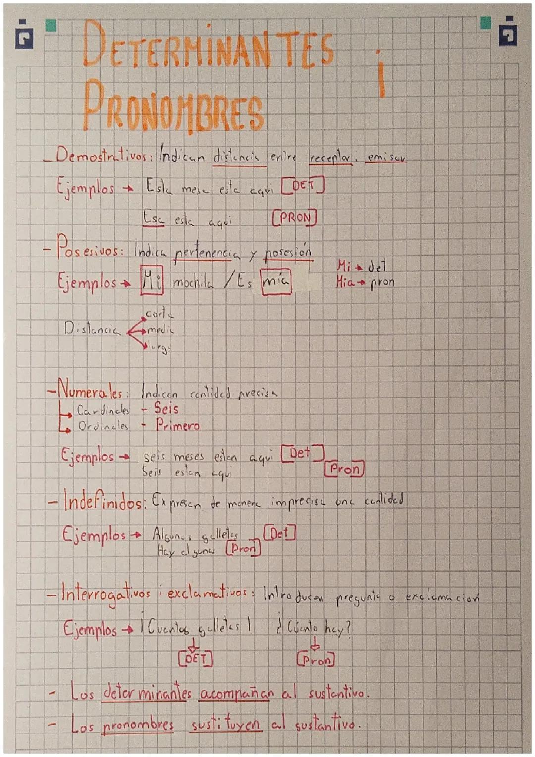 Determinantes y pronombres