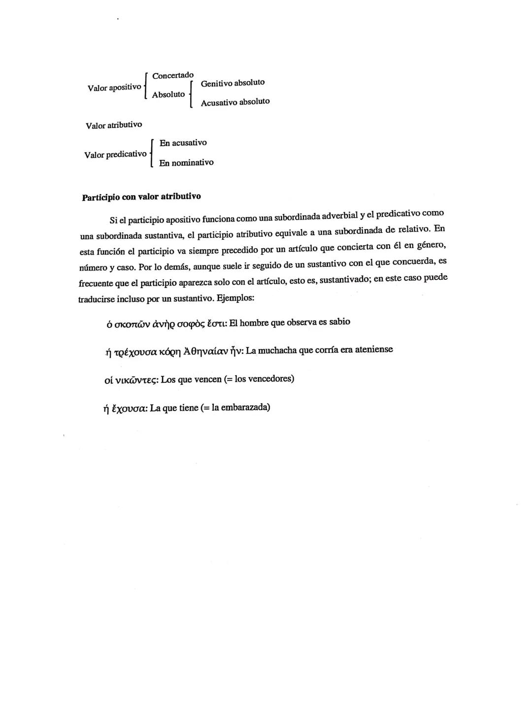 TEMA XII
Formas no personales del verbo (I): morfología y sintaxis del participio
1. Morfología del participio
El verbo griego cuenta con 10