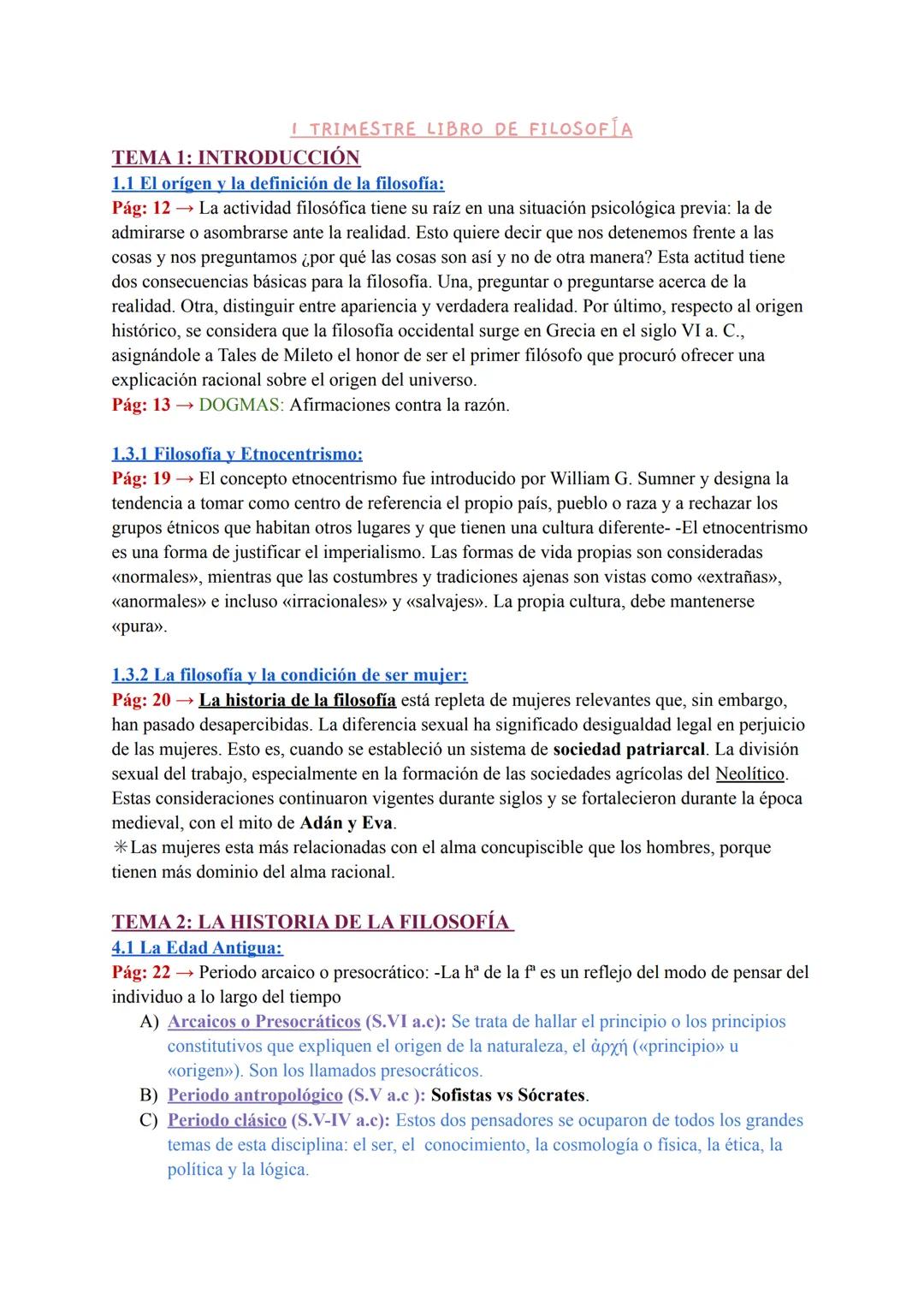 I TRIMESTRE LIBRO DE FILOSOFÍA
TEMA 1: INTRODUCCIÓN
1.1 El origen y la definición de la filosofía:
Pág: 12 → La actividad filosófica tiene s