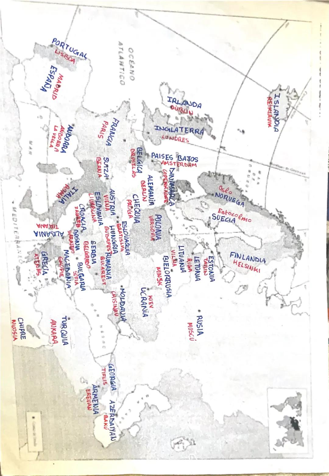 Mapa de Europa: Países y Capitales