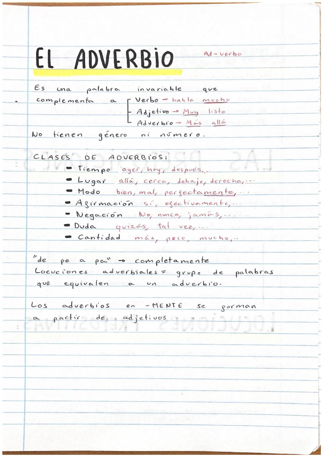 :
EL ADVERBIO
Es
una
complementa
No
"de
CLASES DE
que
tienen
Los
a
-
palabra
O
- Duda
pe
Locuciones
a
a
género
Cantidad
pa"
-
in variable
Ve