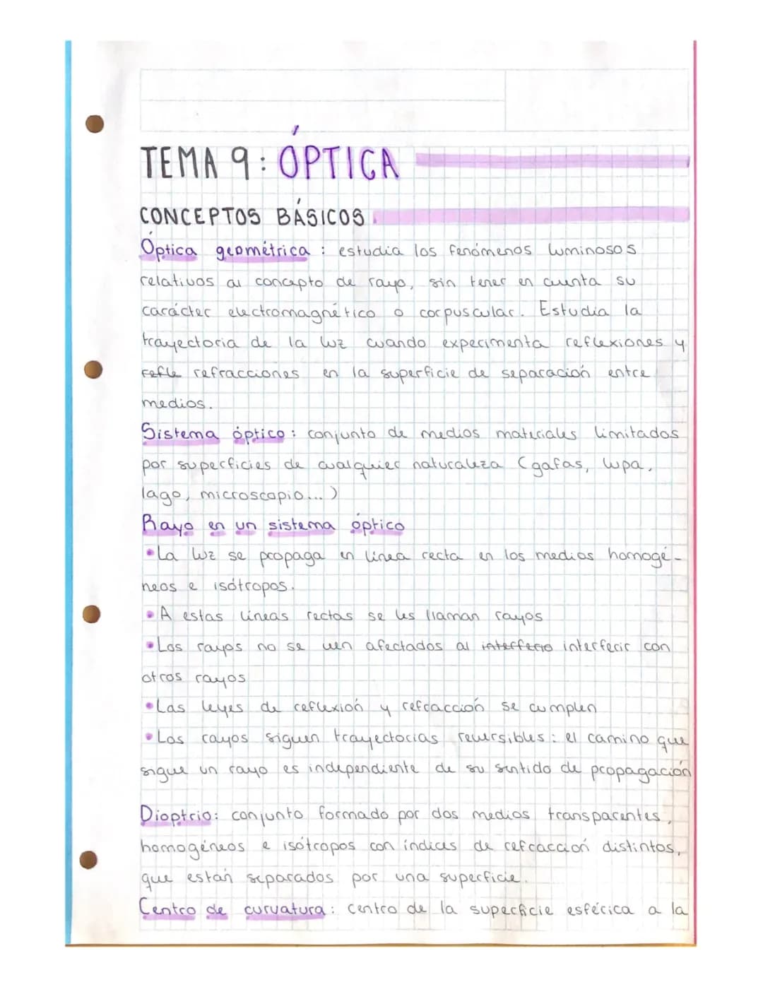ÓPTICA: CONCEPTOS BÁSICOS, DIOPTRIOS, ESPEJOS, LENTES