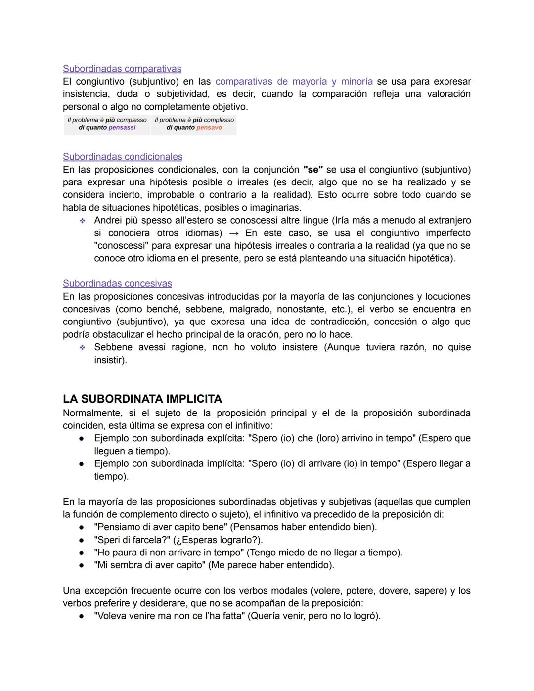ITALIANO II
CONGIUNTIVO - EL SUBJUNTIVO
Se utiliza en las frases subordinadas.
I tempi del congiuntivo sono quattro: presente, imperfetto, p