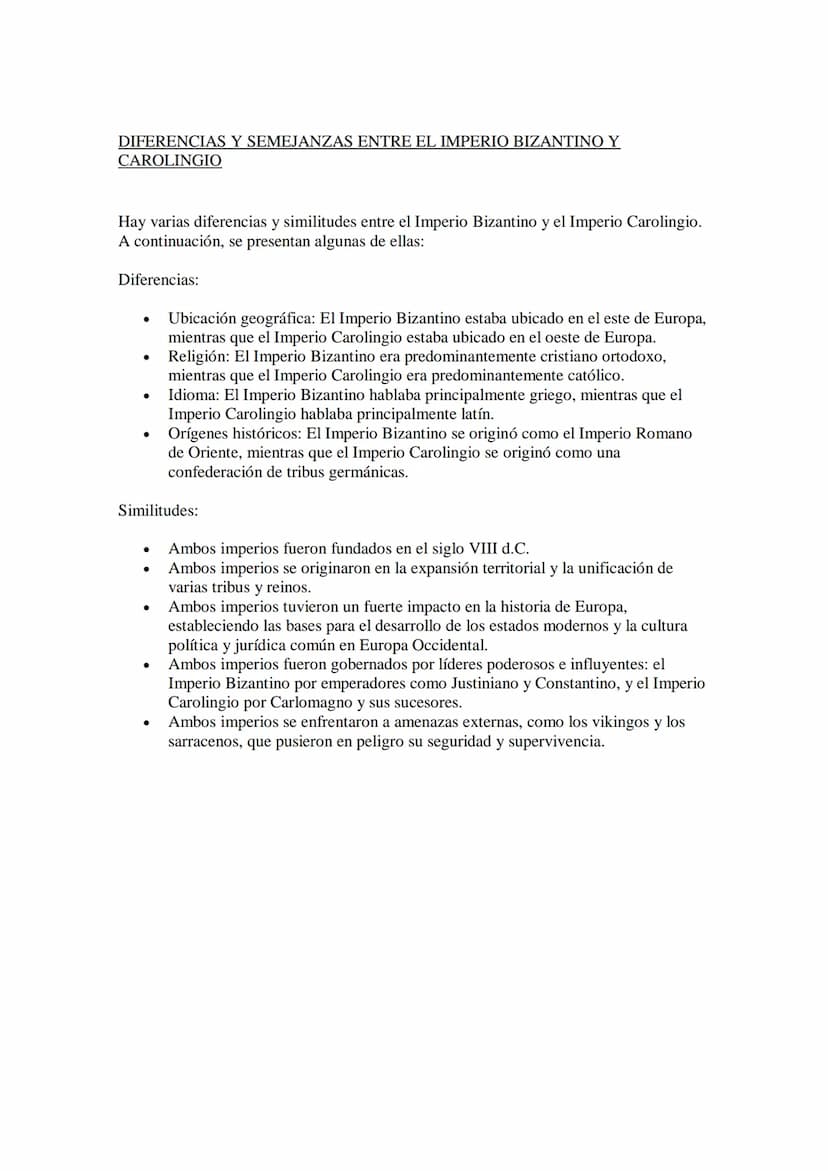 EL IMPERIO BIZANTINO Y EL IMPERIO CAROLINGIO
El Imperio Bizantino y el Imperio Carolingio fueron dos poderosas entidades políticas
que coexi