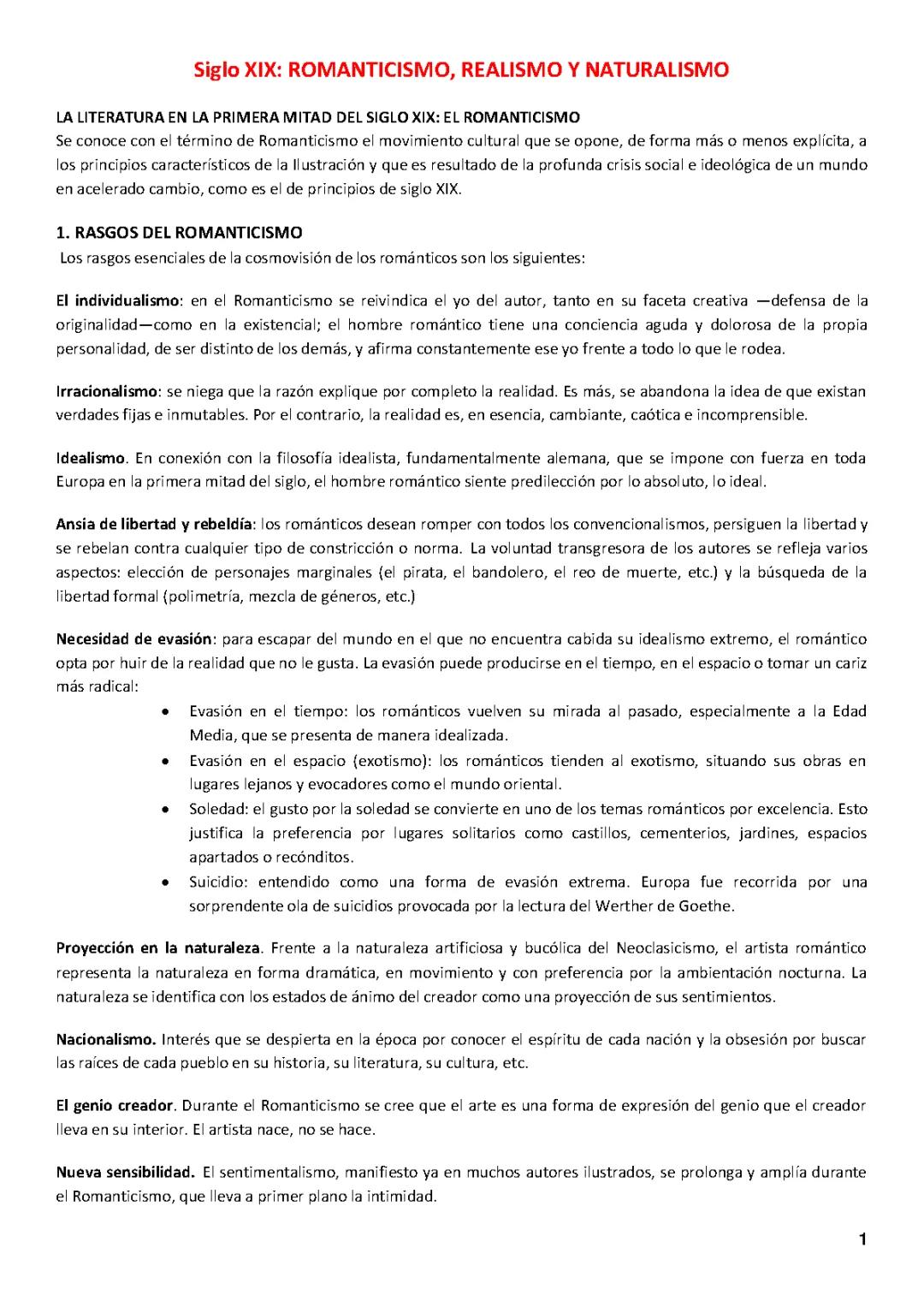 Siglo XIX Romanticismo Realismo y Naturalismo