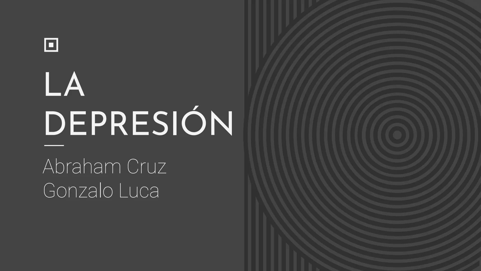LA
DEPRESIÓN
Abraham Cruz
Gonzalo Luca d
6
ÍNDICE
¿Qué es la depresión?
Síntomas
Tipos de depresión
Tratamiento
Prevención
Otros datos relev