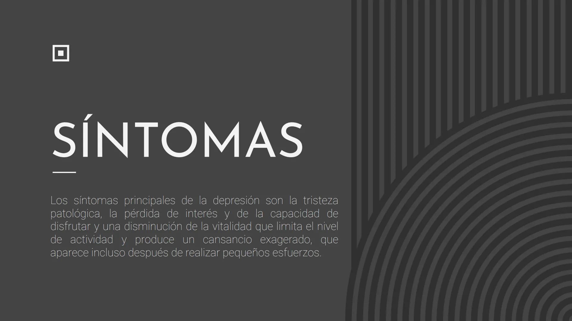 LA
DEPRESIÓN
Abraham Cruz
Gonzalo Luca d
6
ÍNDICE
¿Qué es la depresión?
Síntomas
Tipos de depresión
Tratamiento
Prevención
Otros datos relev