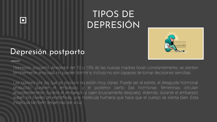 LA
DEPRESIÓN
Abraham Cruz
Gonzalo Luca d
6
ÍNDICE
¿Qué es la depresión?
Síntomas
Tipos de depresión
Tratamiento
Prevención
Otros datos relev