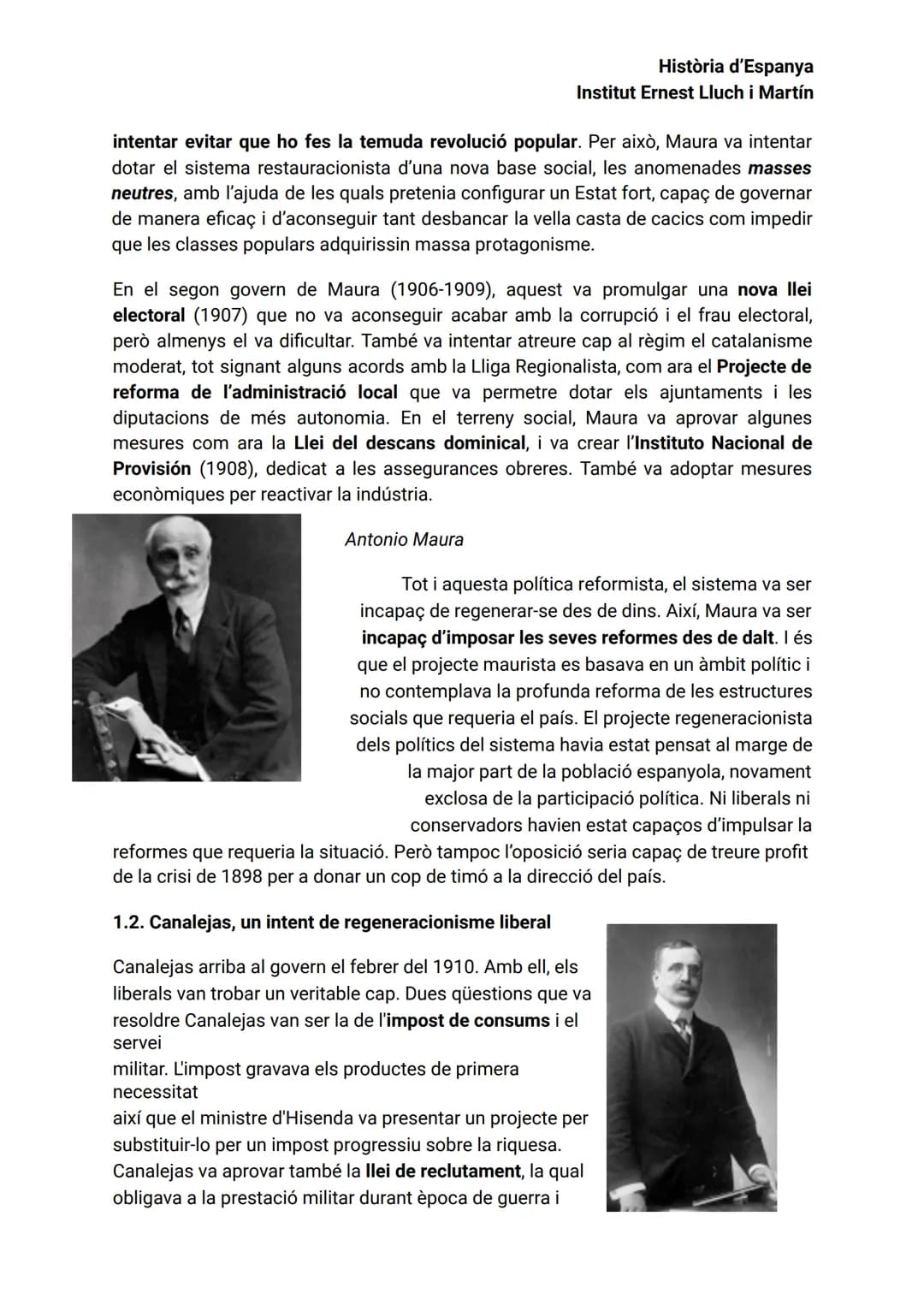 TEMA 3. LA FALLIDA DE LA RESTAURACIÓ (1902-1931)
1. EL REFORMISME DINÀSTIC.
A la primavera de 1902 puja al tron el nou monarca
Alfons XIII, 