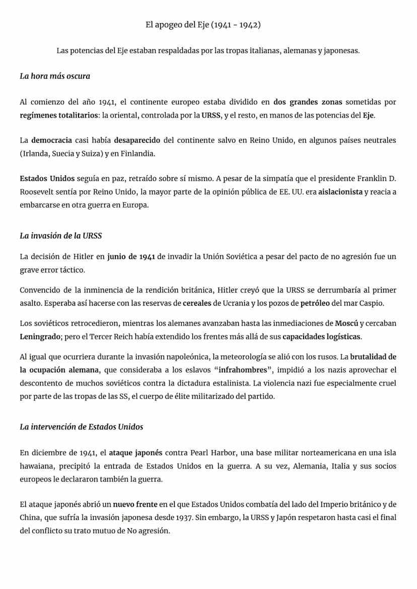La doble invasión de Polonia
Tema 8. La Segunda Guerra Mundial
La expansión del Eje (1939-1940)
En 1939, Adolf Hitler y Iósif Stalin firmaro