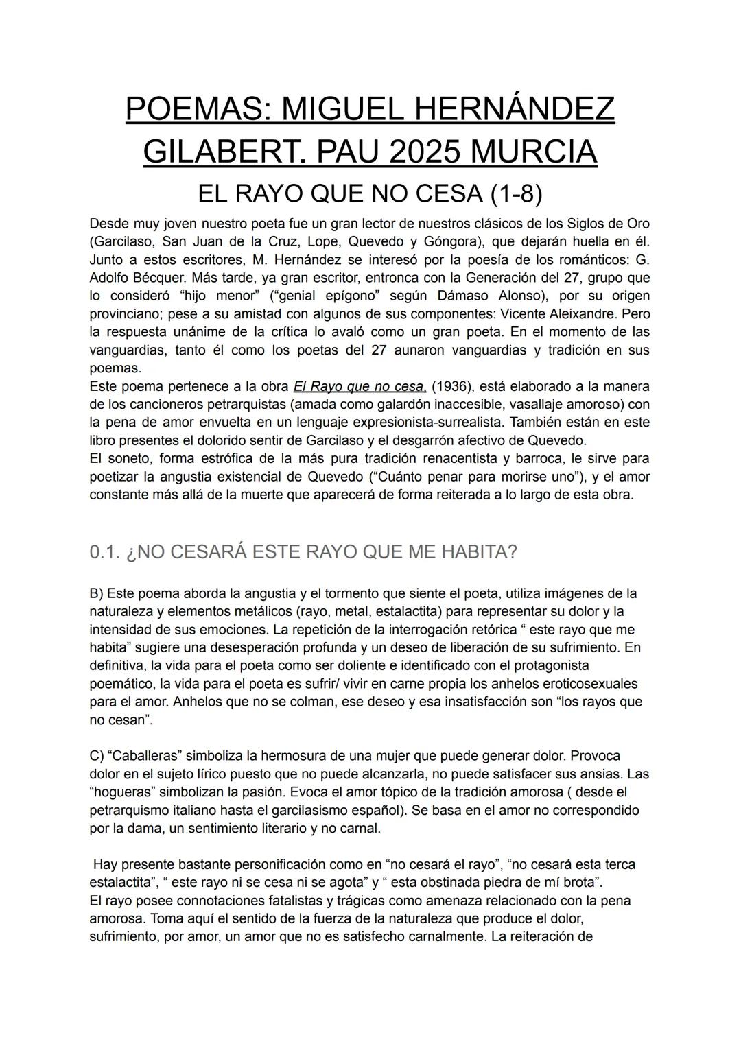 # POEMAS: MIGUEL HERNÁNDEZ
GILABERT. PAU 2025 MURCIA
## EL RAYO QUE NO CESA (1-8)
Desde muy joven nuestro poeta fue un gran lector de nuestr