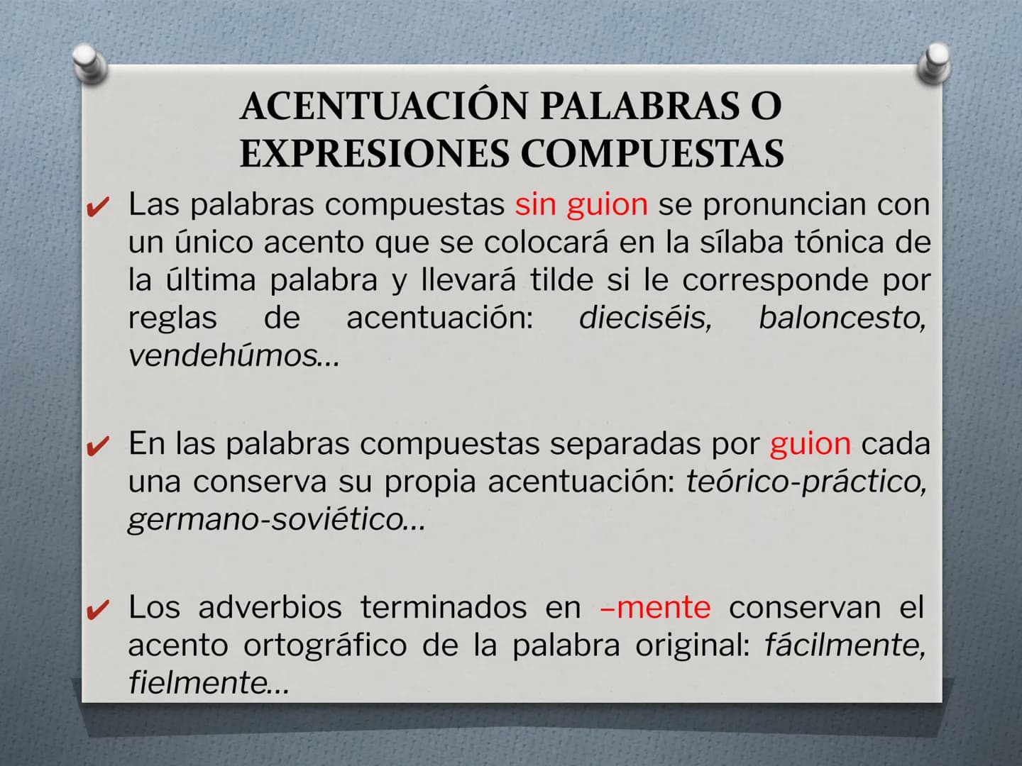 ACENTUACIÓN
LENGUA CASTELLANA CLASIFICACIÓN DE PALABRAS
Según la sílaba tónica, las palabras se clasifican en:
✔ Agudas: Aquellas en las que