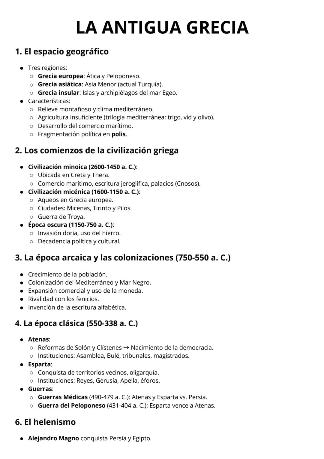 LA ANTIGUA GRECIA
1. El espacio geográfico
• Tres regiones:
• Grecia europea: Ática y Peloponeso.
• Grecia asiática: Asia Menor (actual Turq