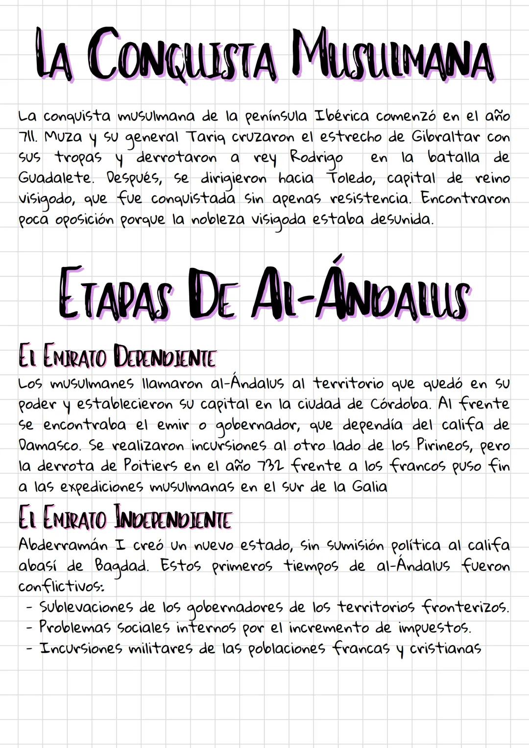 # AL-ÁNDALUS Y
LOS REINOS CRISTIANOS HISPÁNICOS # LA CONQUISTA MUSULMANA
La conquista musulmana de la península Ibérica comenzó en el año
71