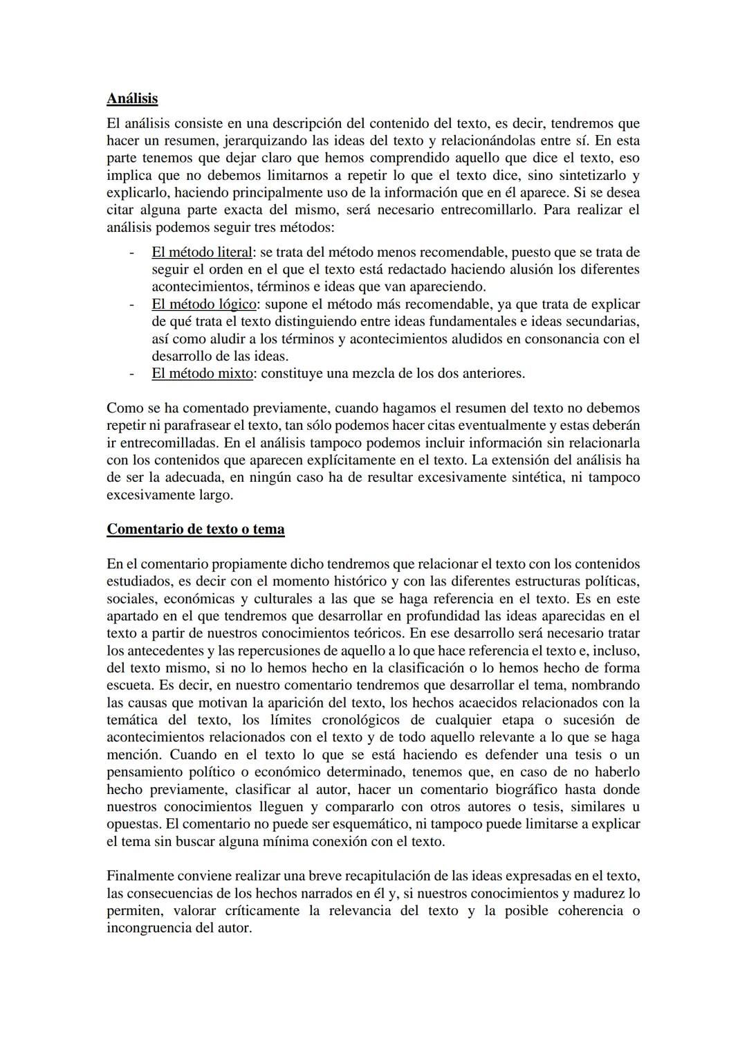 ¿Cómo comentar un texto histórico?
Consideraciones previas
A la hora de realizar un comentario de texto, es necesario tener un profundo cono