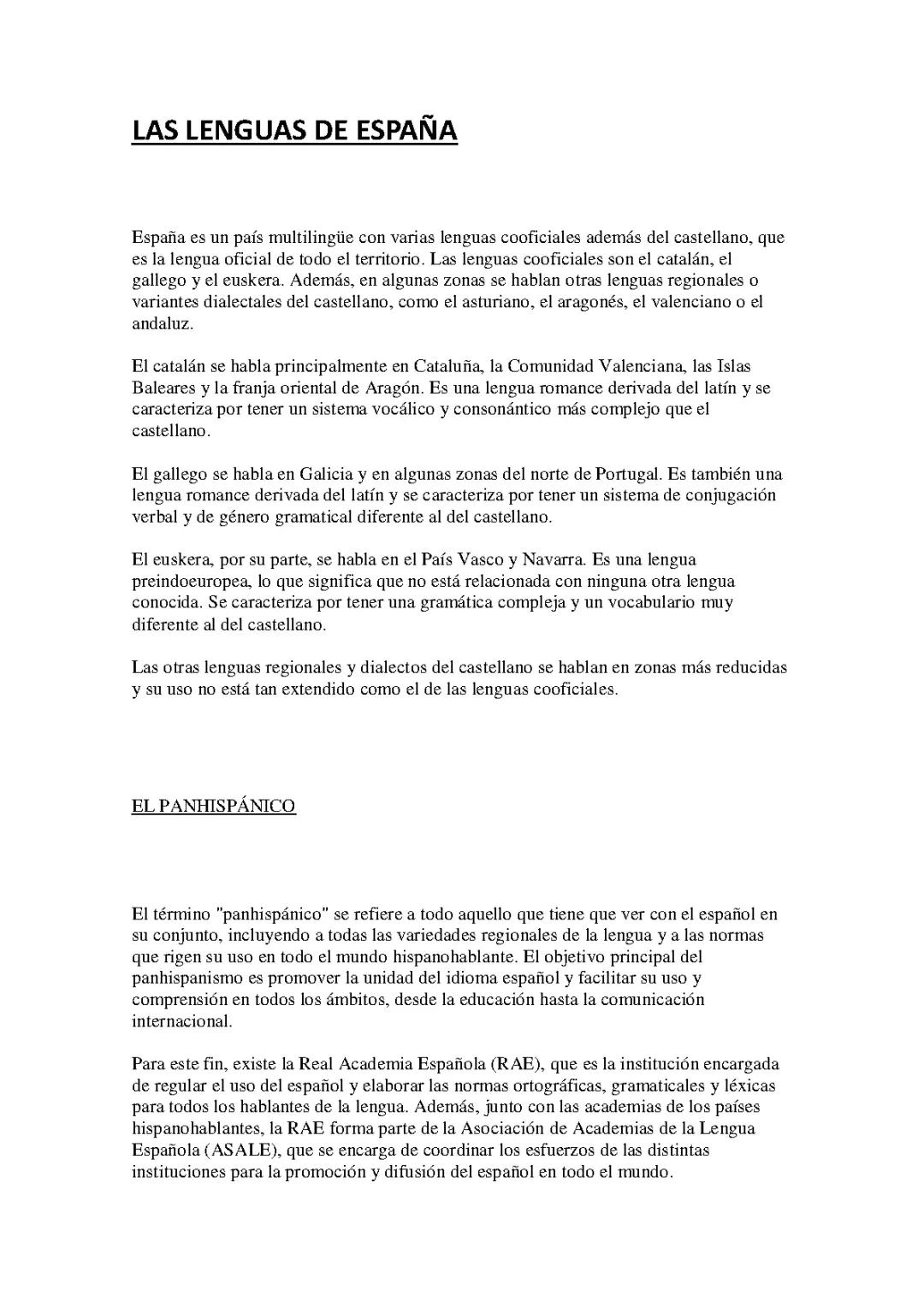 LAS LENGUAS DE ESPAÑA