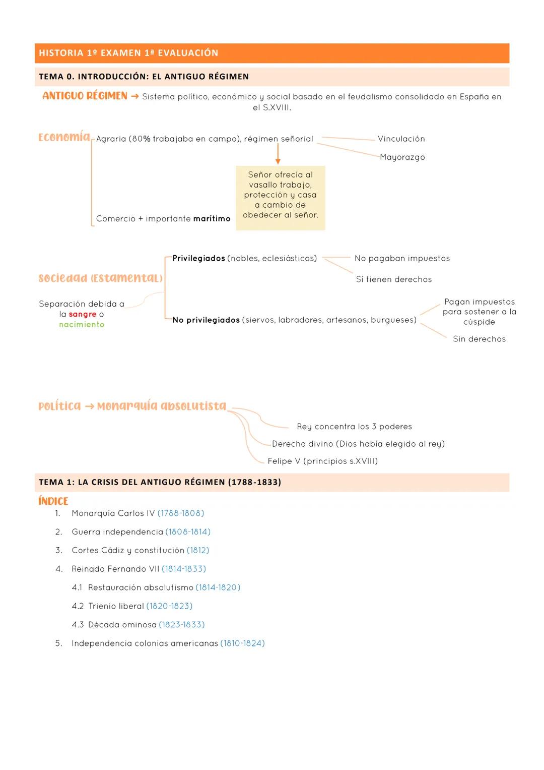 HISTORIA 1º EXAMEN 1ª EVALUACIÓN
TEMA O. INTRODUCCIÓN: EL ANTIGUO RÉGIMEN
ANTIGUO RÉGIMEN → Sistema político, económico y social basado en e