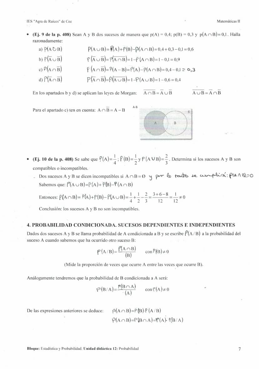 IES "Agra de Raíces" de Cee
200
UNIDAD DIDÁCTICA 12: PROBABILIDAD
1. EXPERIMENTOS ALEATORIOS. SUCESOS..
2. FRECUENCIA Y PROBABILIDAD...
3. R