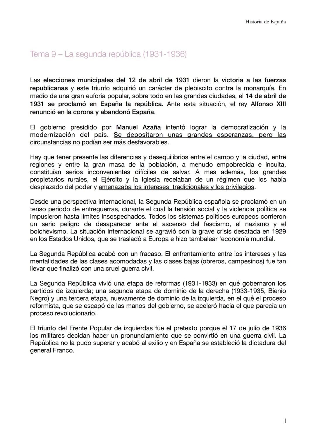 Tema 9 - La segunda república (1931-1936)
Historia de España
Las elecciones municipales del 12 de abril de 1931 dieron la victoria a las fue