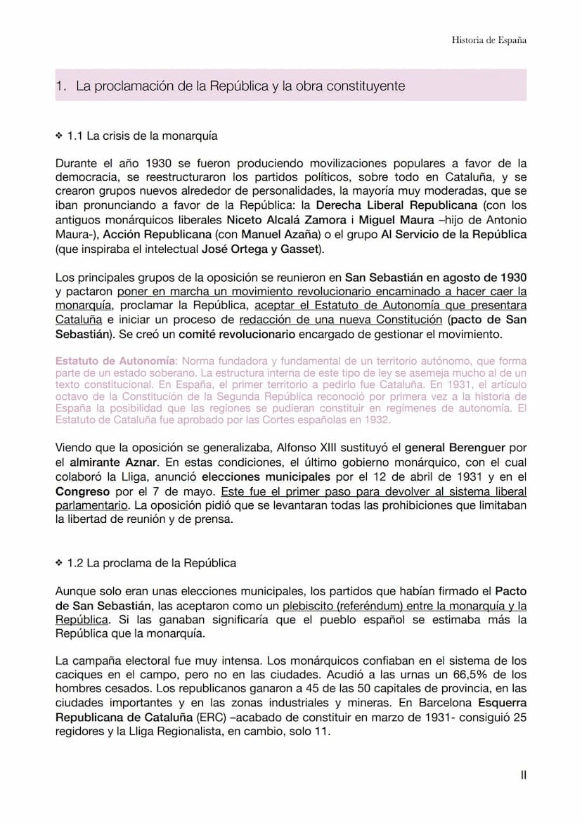 Tema 9 - La segunda república (1931-1936)
Historia de España
Las elecciones municipales del 12 de abril de 1931 dieron la victoria a las fue