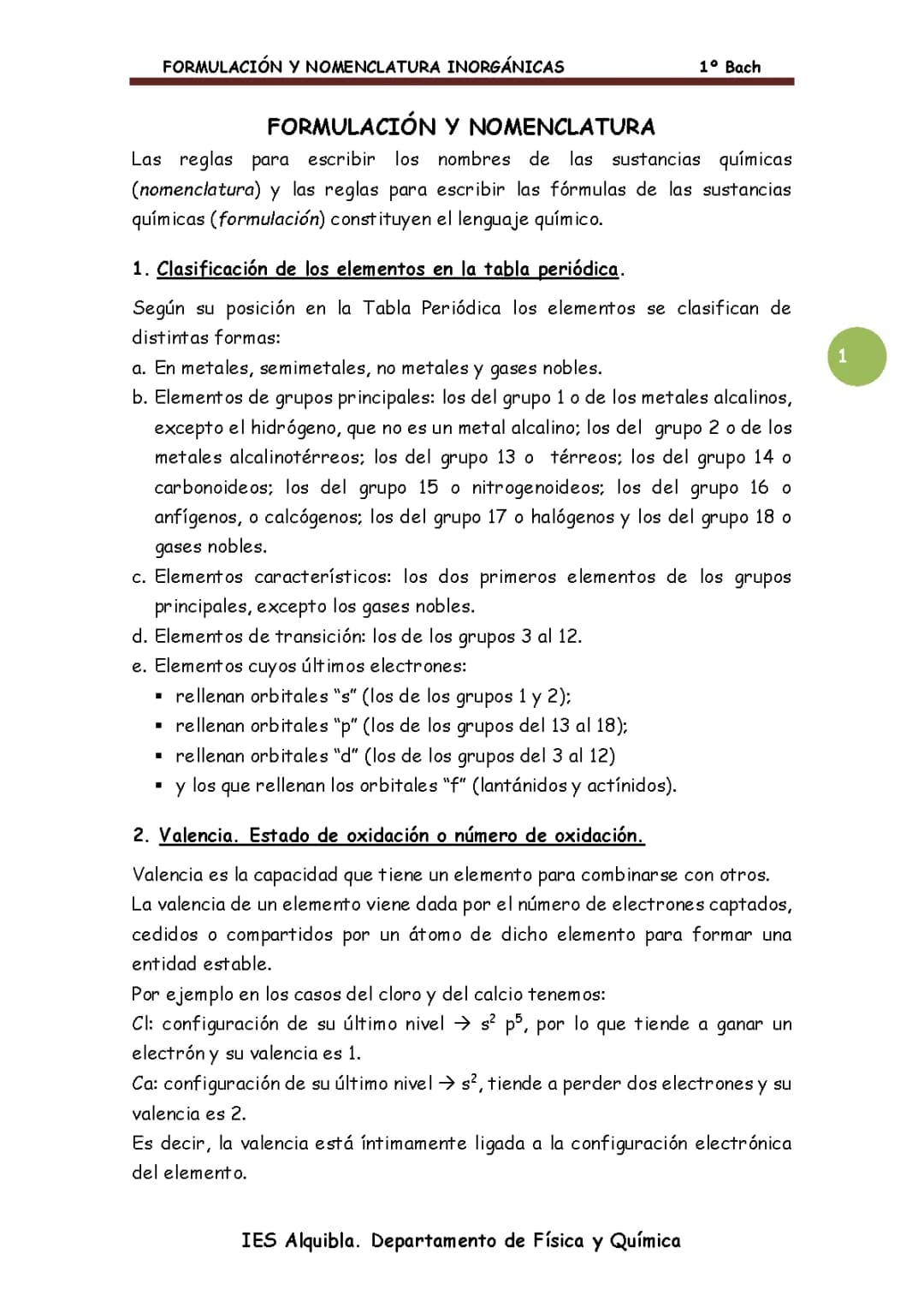FORMULACIÓN INORGÁNICA