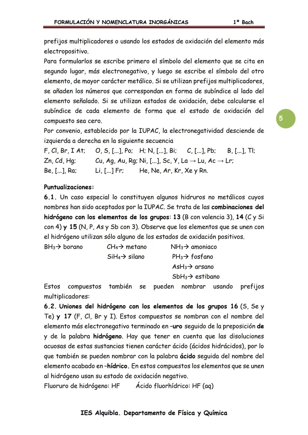 FORMULACIÓN Y NOMENCLATURA INORGÁNICAS
FORMULACIÓN Y NOMENCLATURA
Las reglas para escribir los nombres de las sustancias químicas
(nomenclat