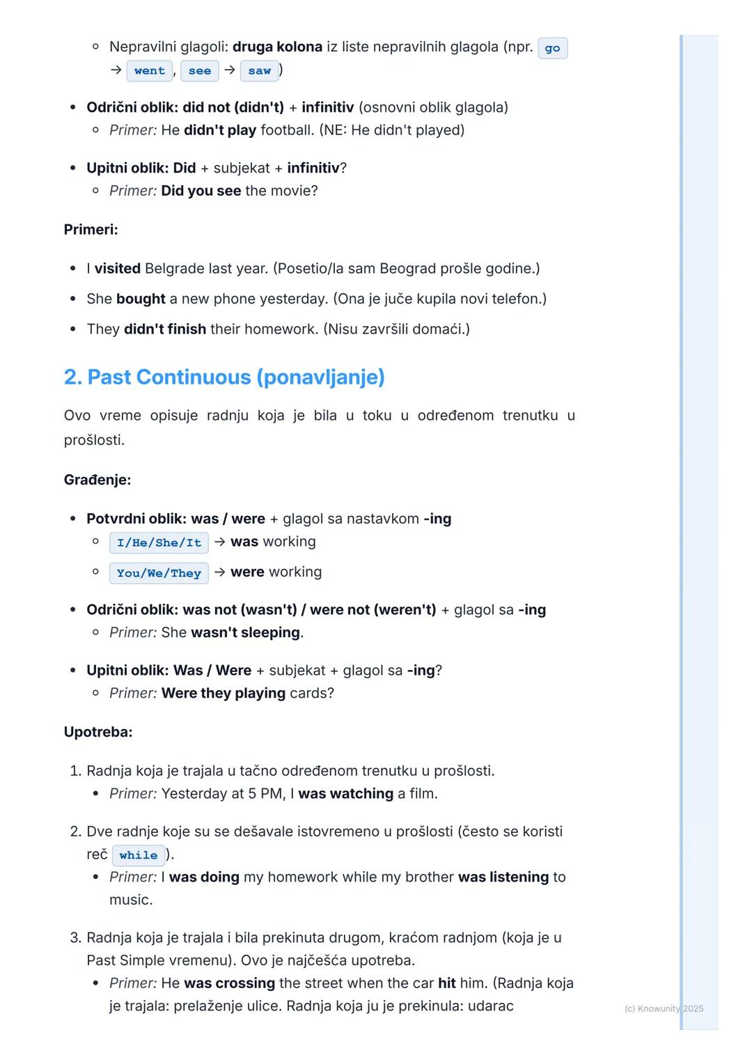 # Prošla vremena

## Uvod u prošla vremena

Ovo je ponavljanje i utvrđivanje prošlih vremena. Već znamo Past Simple i
Past Continuous, a sad