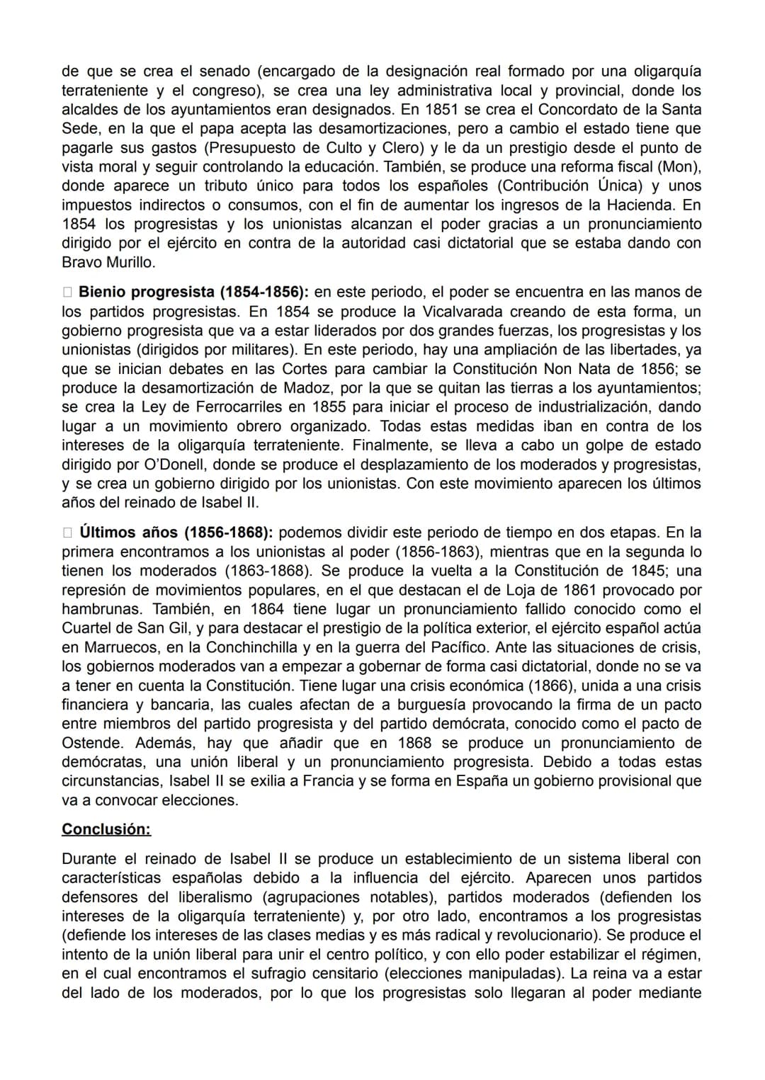Reinado de Isabel II
Introducción:
Durante el reinado de Isabel II (1833-1869) se produce en España la revolución liberal. El
nuevo Estado l