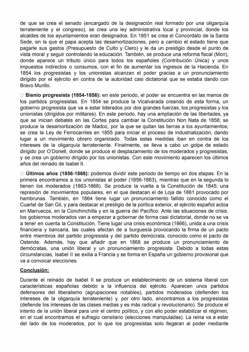 Reinado de Isabel II
Introducción:
Durante el reinado de Isabel II (1833-1869) se produce en España la revolución liberal. El
nuevo Estado l