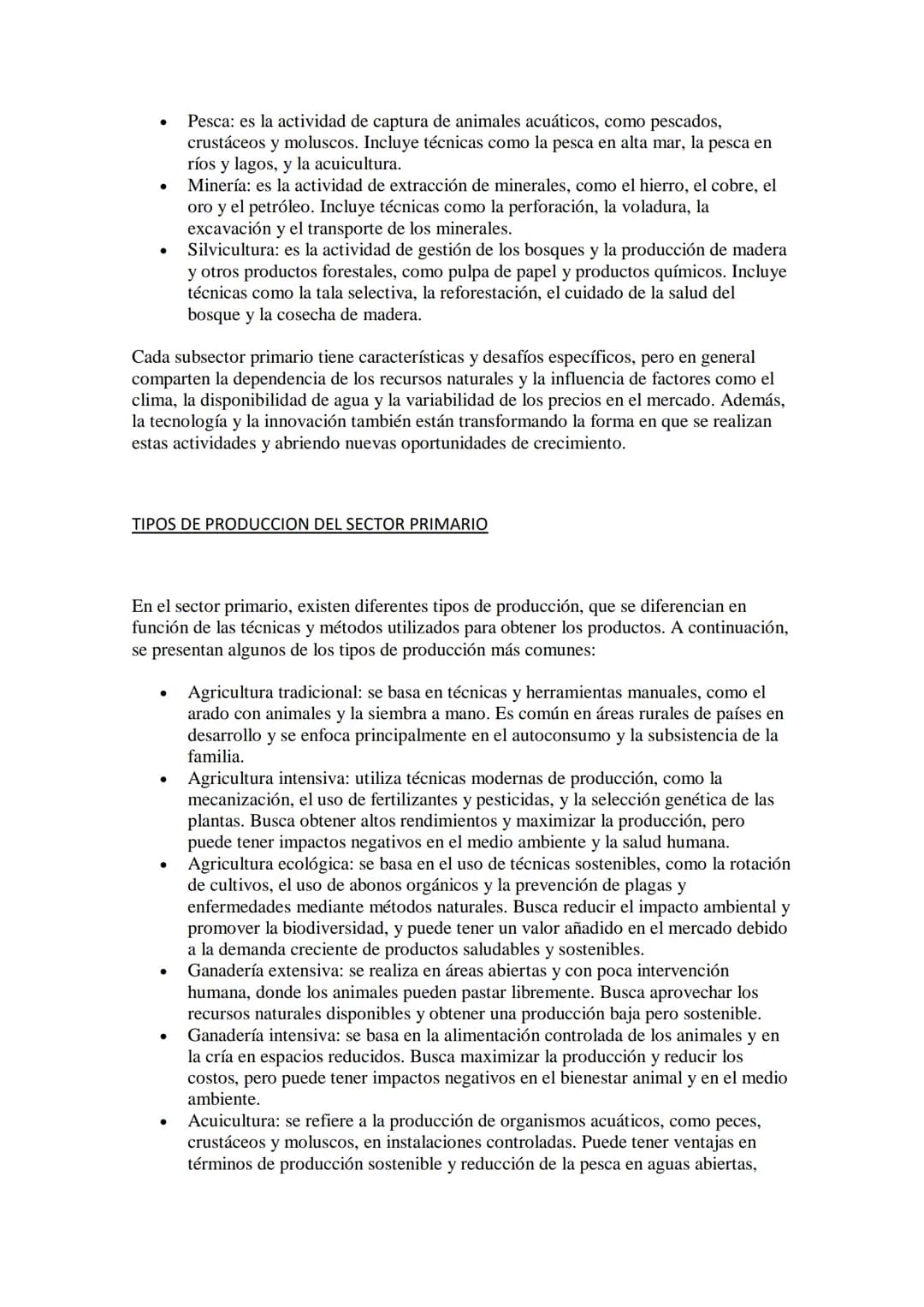 EL SECTOR PRIMARIO
1 sector primario es aquel que se dedica a la extracción o producción de materias primas
a partir de los recursos natural