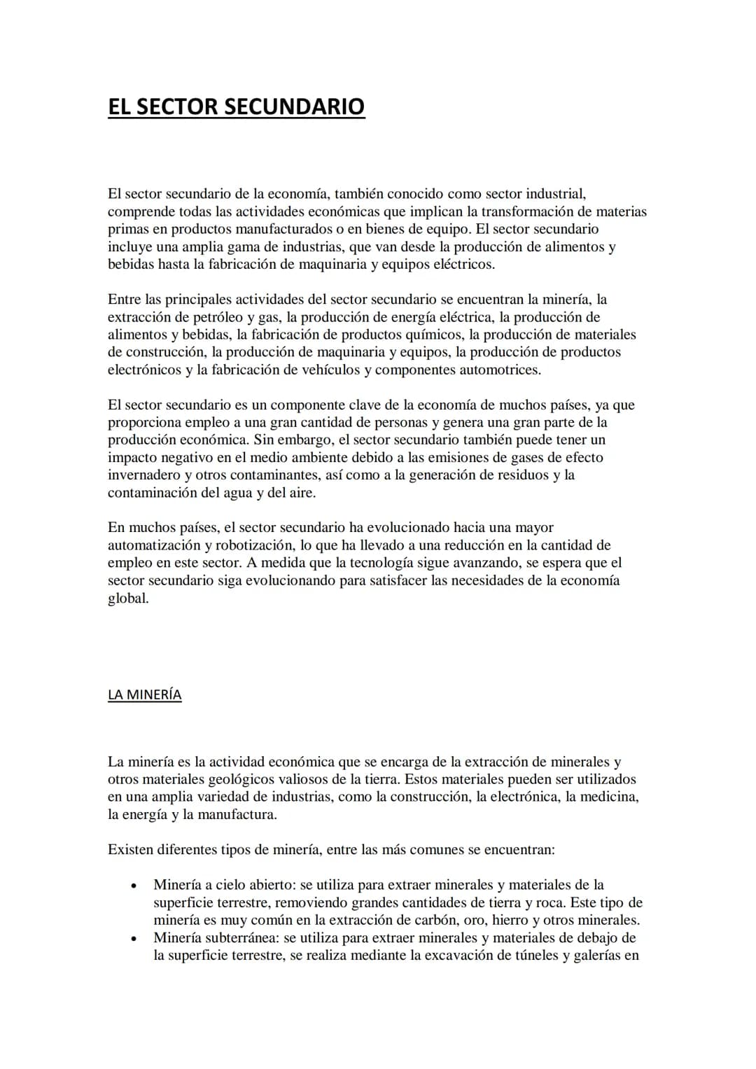 EL SECTOR PRIMARIO
1 sector primario es aquel que se dedica a la extracción o producción de materias primas
a partir de los recursos natural