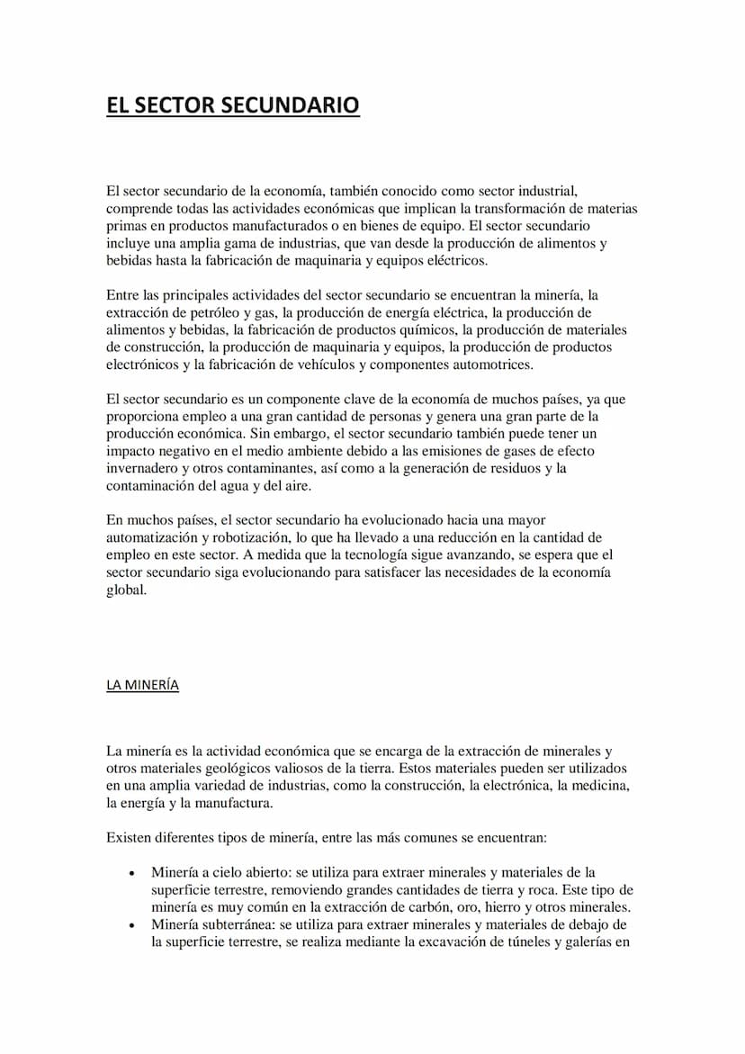 EL SECTOR PRIMARIO
1 sector primario es aquel que se dedica a la extracción o producción de materias primas
a partir de los recursos natural