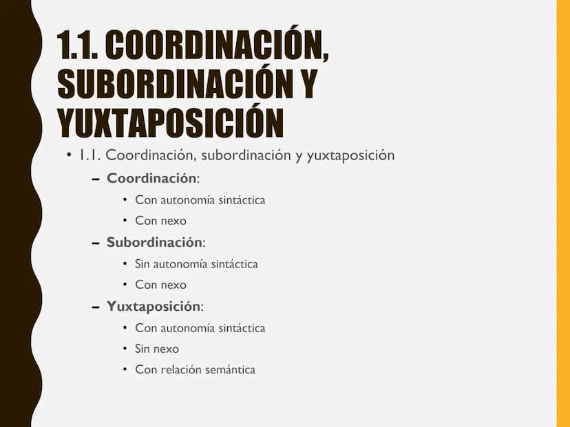 LA
ORACIÓN
COMPUESTA
TEMA
7 ESQUEMA
1. La oración compuesta
- Coordinación, subordinación y yuxtaposición
2. La coordinación
3. La subordina