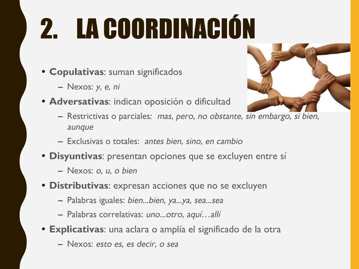 LA
ORACIÓN
COMPUESTA
TEMA
7 ESQUEMA
1. La oración compuesta
- Coordinación, subordinación y yuxtaposición
2. La coordinación
3. La subordina