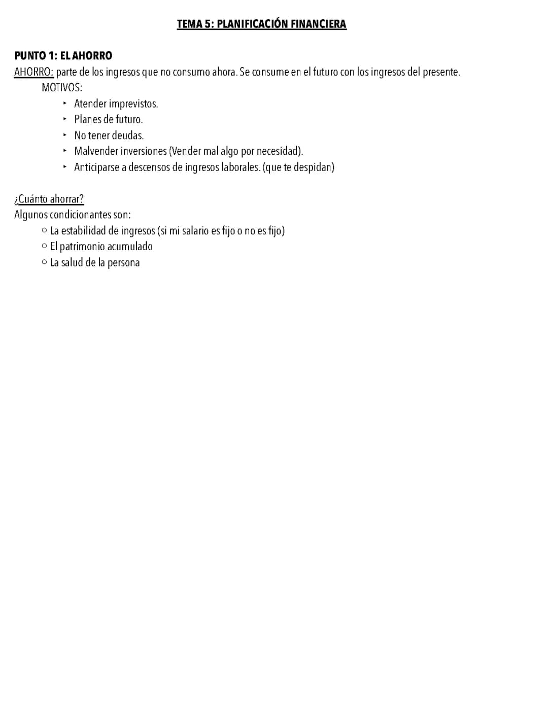 planificación financiera 