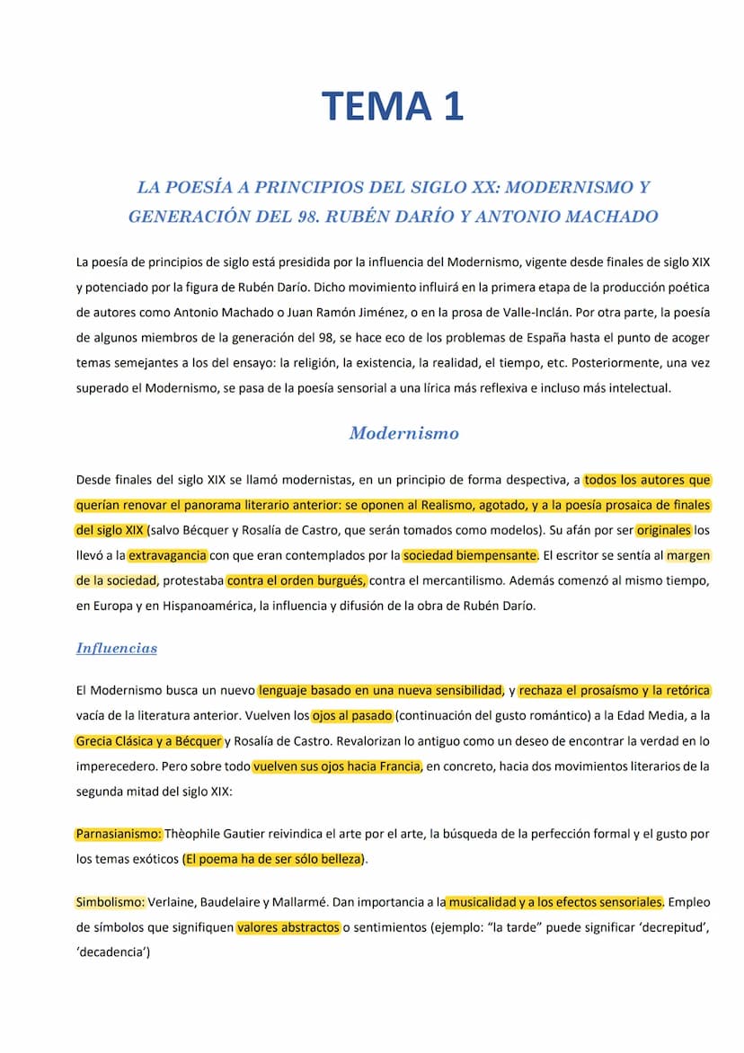 LITERATURA
UNIVERSAL
2º BACHILLERATO INTERNACIONAL
2022/2023 TEMA 1
LA POESÍA A PRINCIPIOS DEL SIGLO XX: MODERNISMO Y
MACHADO...
Modernismo.