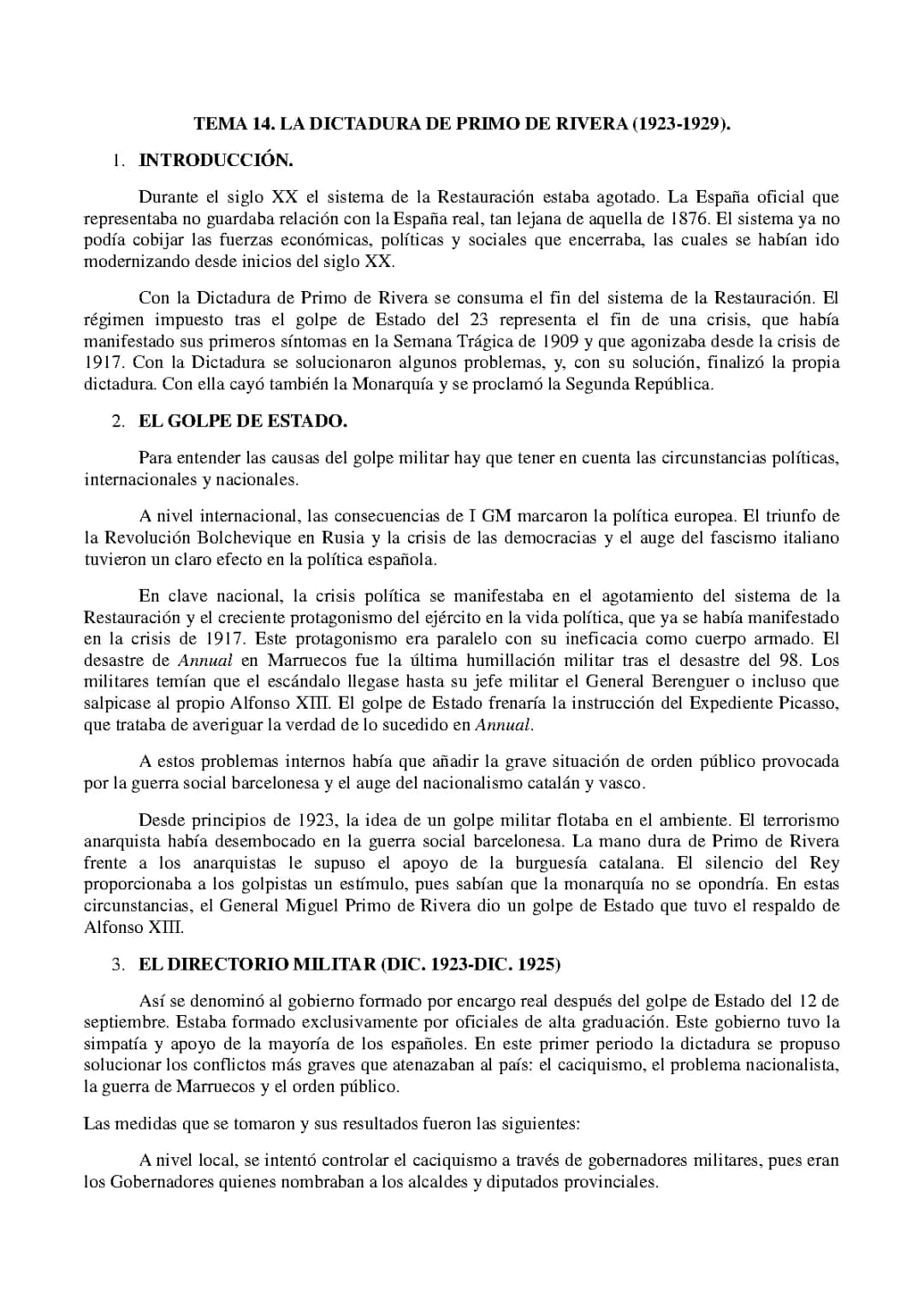 LA DICTADURA DE PRIMO DE RIVERA